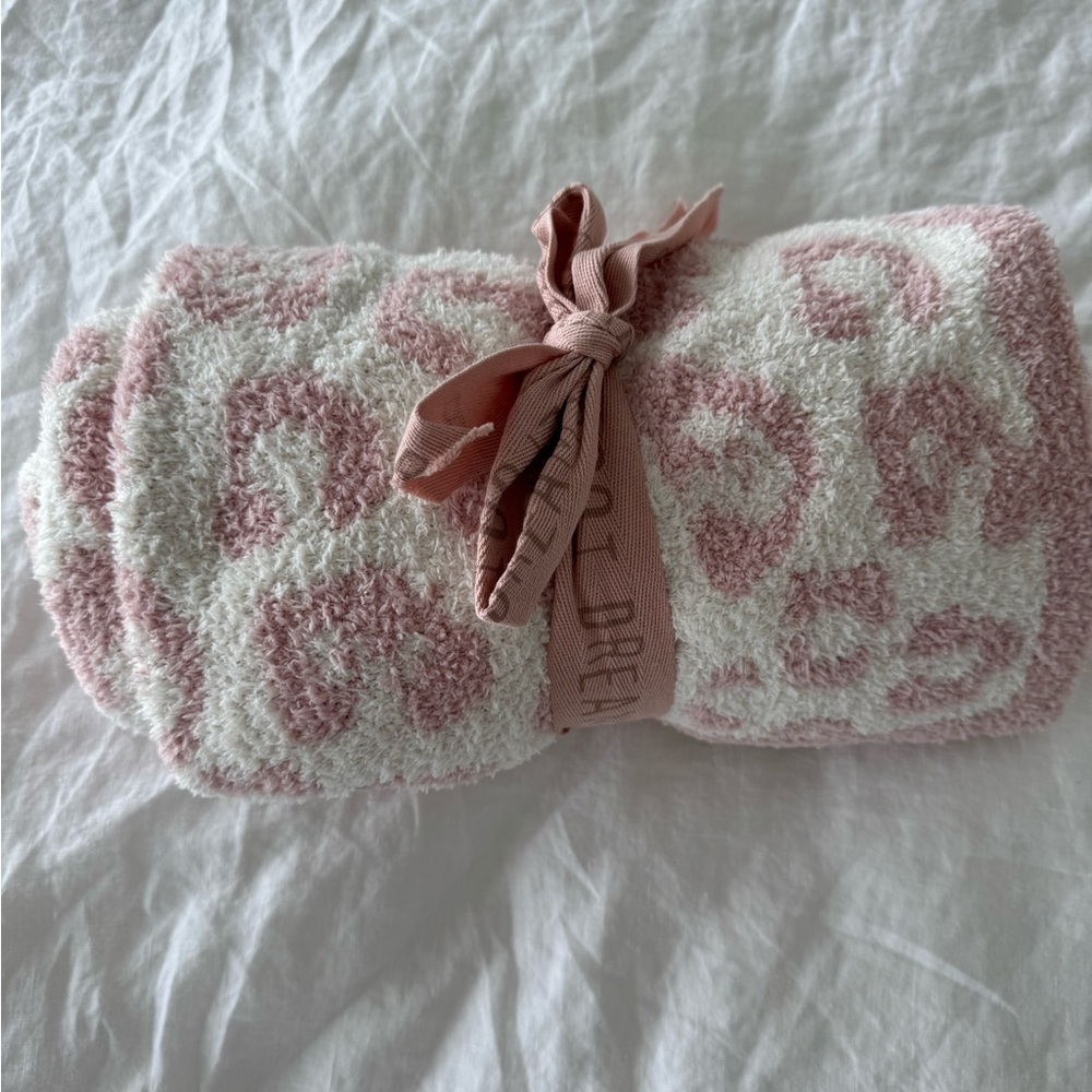 Barefoot Dreams pink leopard print blanket